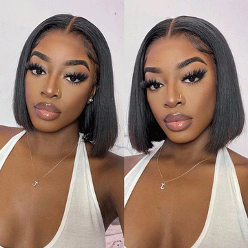 Ali Annabelle Peruvian Pre Plucked Straight Short Bob Lace Front Human Hair Wigs